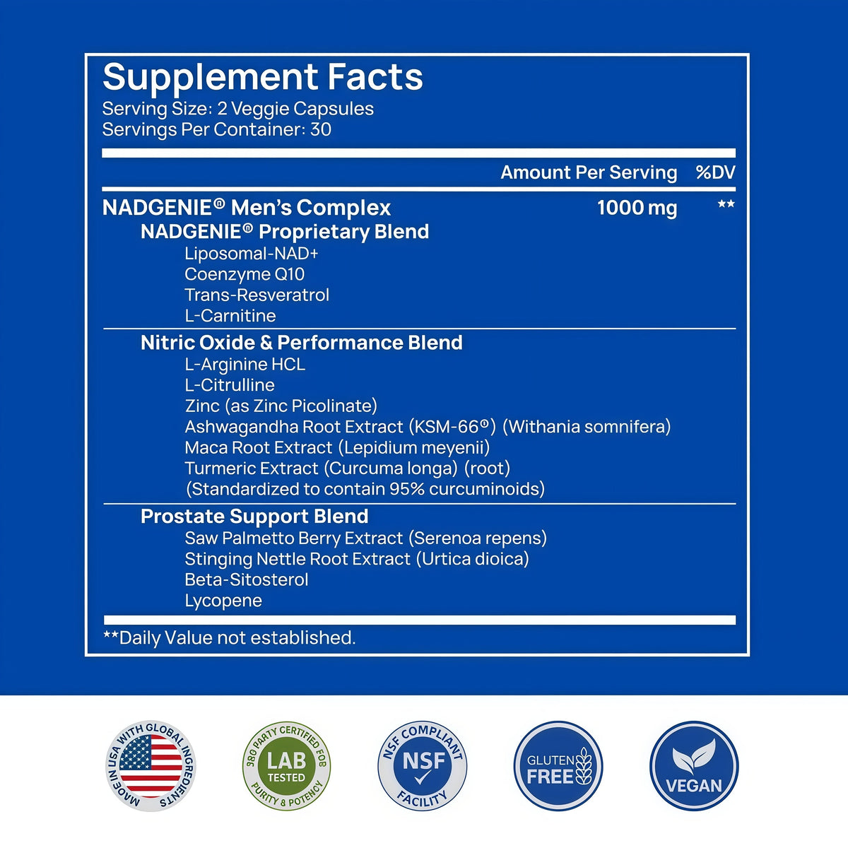 Selerb NAD+ Supplements for Men – Nitric Oxide Prostate Health Supplements for Men with Resveratrol, CoQ10, L Citrulline and Lycopene for Anti-Aging, Stamina & Cellular Energy Support 60 Capsules